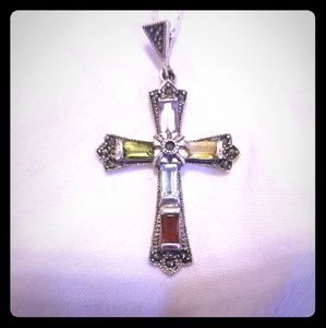 Sterling silver cross with stones